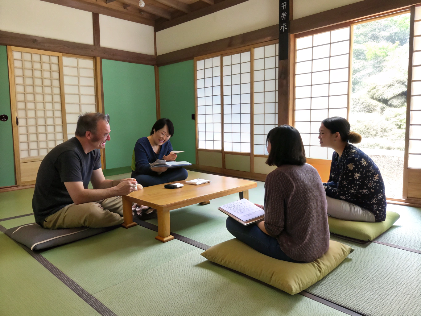 あたたかい光が差し込む部屋で穏やかに言葉を交わす様子